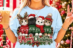 Merry Christmas Cats PNG | Festive Cat Family Christmas Png Product Image 2