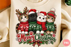 Merry Christmas Cats PNG | Festive Cat Family Christmas Png Product Image 5