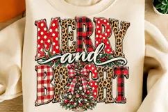 Merry and Bright Christmas PNG | Leopard Buffalo Plaid Tree Product Image 1