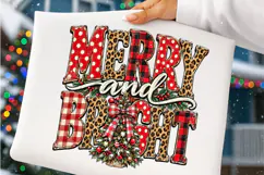 Merry and Bright Christmas PNG | Leopard Buffalo Plaid Tree Product Image 3