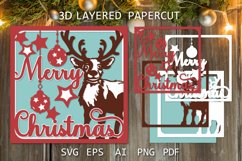 Retro Merry Christmas card SVG 3D Vintage Layered card