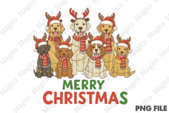 Retro Merry Christmas Dog Png Product Image 1