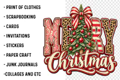 Merry Christmas Leopard Christmas Tree PNG | Red Striped Bow Product Image 2