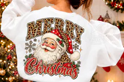 Retro Merry Christmas PNG, Leopard Merry Santa PNG Product Image 2