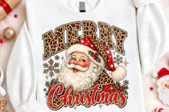 Retro Merry Christmas PNG, Leopard Merry Santa PNG Product Image 4