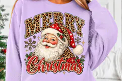 Retro Merry Christmas PNG, Leopard Merry Santa PNG Product Image 5