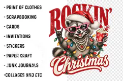 Retro Trending Merry Christmas Raccoon, Funny Feral Raccoon Product Image 3