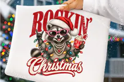 Retro Trending Merry Christmas Raccoon, Funny Feral Raccoon Product Image 4