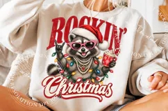 Retro Trending Merry Christmas Raccoon, Funny Feral Raccoon Product Image 5