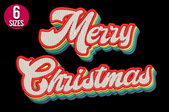 Retro Merry Christmas Text Embroidery Design - 6 sizes Product Image 2
