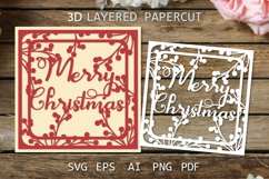 Retro Layered Merry Christmas tree paper cut card SVG