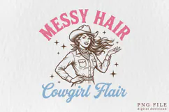 Retro Messy Hair Cowgirl Flair Western Design Product Image 1