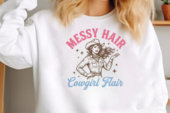 Retro Messy Hair Cowgirl Flair Western Design Product Image 2