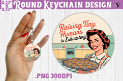 Retro Mom Round Keychain | Housewife Funny Mama sublimation Product Image 1