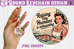 Retro Mom Round Keychain | Housewife Funny Mama sublimation Product Image 1