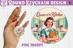 Retro Mom Round Keychain | Housewife Funny Mama sublimation Product Image 1