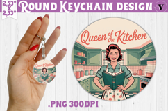 Retro Mom Round Keychain | Housewife Funny Mama sublimation Product Image 1