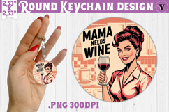 Retro Mom Round Keychain | Housewife Funny Mama sublimation Product Image 1