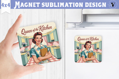 Retro Mom Square Magnet | Housewife Funny Mama sublimation Product Image 1
