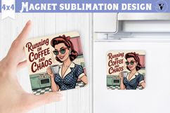 Retro Mom Square Magnet | Housewife Funny Mama sublimation Product Image 1