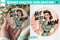 Retro Mom Round Coaster | Housewife Funny Mama sublimation Product Image 1
