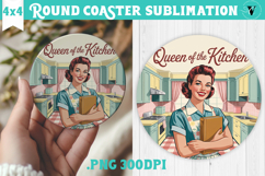 Retro Mom Round Coaster | Housewife Funny Mama sublimation Product Image 1