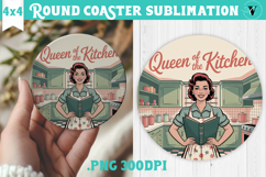 Retro Mom Round Coaster | Housewife Funny Mama sublimation Product Image 1