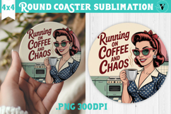 Retro Mom Round Coaster | Housewife Funny Mama sublimation Product Image 1
