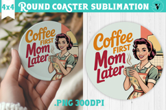 Retro Mom Round Coaster | Housewife Funny Mama sublimation Product Image 1