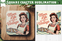 Retro Mom Square Coaster | Housewife Funny Mama sublimation Product Image 1