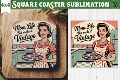 Retro Mom Square Coaster | Housewife Funny Mama sublimation Product Image 1