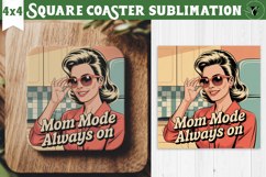 Retro Mom Square Coaster | Housewife Funny Mama sublimation Product Image 1