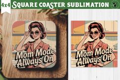 Retro Mom Square Coaster | Housewife Funny Mama sublimation Product Image 1