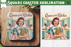 Retro Mom Square Coaster | Housewife Funny Mama sublimation Product Image 1