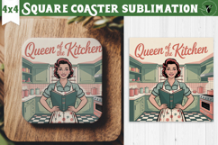 Retro Mom Square Coaster | Housewife Funny Mama sublimation Product Image 1