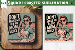 Retro Mom Square Coaster | Housewife Funny Mama sublimation Product Image 1