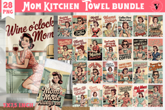 Retro Mom kitchen towel bundle | Vintage Housewife Funny Mom Product Image 1