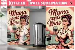 Retro Mom kitchen towel | Housewife Funny Mama sublimation Product Image 1