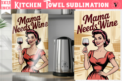 Retro Mom kitchen towel | Housewife Funny Mama sublimation Product Image 1