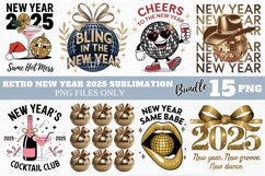 Retro New Year 2025 Sublimation Bundle PNG Product Image 1