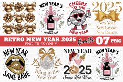 Retro New Year 2025 Sublimation Bundle PNG Product Image 1