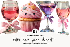 Retro new year clipart Png Product Image 1