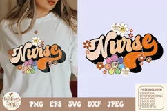 Retro nurse with daisy svg png sublimation, distressed png Product Image 1