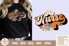 Retro nurse with daisy svg png sublimation, distressed png Product Image 2