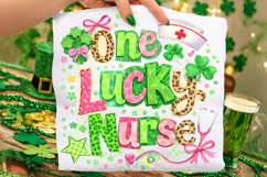 Retro One Lucky Nurse PNG, St Patrick's Day Nurse PNG, Nurse Product Image 2