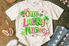 Retro One Lucky Nurse PNG, St Patrick's Day Nurse PNG, Nurse Product Image 5