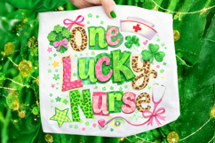Retro One Lucky Nurse PNG, St Patrick's Day Nurse PNG, Nurse Product Image 6
