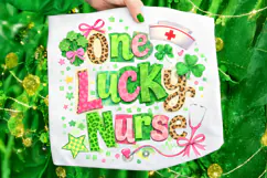 Retro One Lucky Nurse PNG, St Patrick's Day Nurse PNG, Nurse Product Image 6
