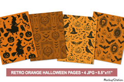 Retro Halloween Witch &amp; Pumpkin Scrapbook Pages Vintage Product Image 1