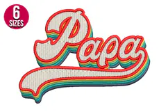 Retro Papa Text Machine Embroidery Design - 6 Sizes Product Image 1